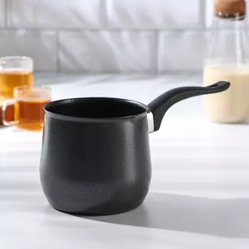 Турка «Мортен», 900 мл, 23,511,510,5 см, пластиковая ручка, антипригарное покрытие, цвет чёрный