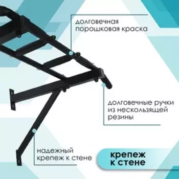 Турник трёххватный, крепеж к стене, цвет чёрный