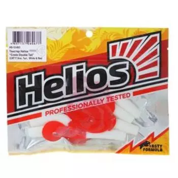 Твистер Helios Credo Double Tail White & Red, 7.5 см, 7 шт. (HS-12-003)