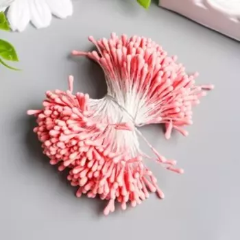 Тычинки для цветов "Капельки матовые розовый щербет" d=1,5 мм набор 400 шт длина 6 см