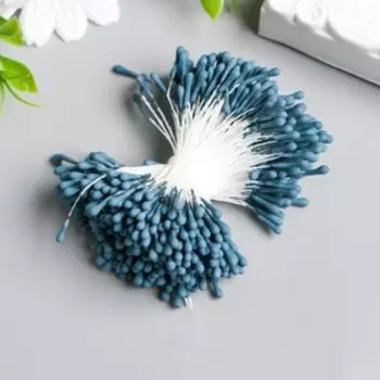 Тычинки для цветов "Капельки матовые синие" d=1,5 мм набор 400 шт длина 6 см