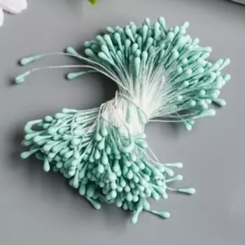 Тычинки для цветов "Капельки матовые Тиффани голубой" d=1,5 мм набор 400 шт длина 6 см