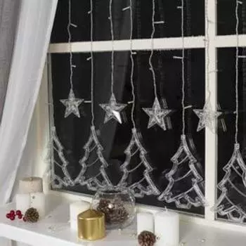 УЦЕНКА БАХРОМА "Елки", Ш:2.4 м, В:0.9 м, Н.С. LED-138-220V, контр. 8 режимов, МУЛЬТИ