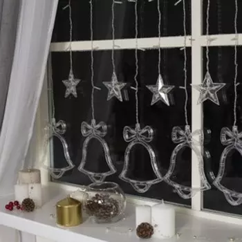 УЦЕНКА БАХРОМА "Колокольчики", Ш:2.4 м, В:0.9 м,Н.С.LED-138-220V,8 режимов,ТЕПЛО-БЕЛЫЙ