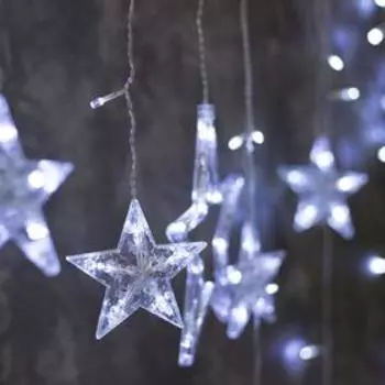 УЦЕНКА БАХРОМА "Звезды", Ш:2.4 м, В:0.9 м, Н.С. LED-138-220V, контр. 8 режимов, БЕЛЫЙ