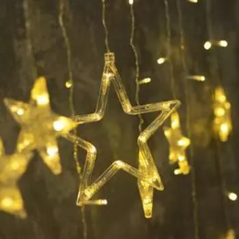 УЦЕНКА БАХРОМА "Звезды", Ш:2.4 м, В:0.9 м, Н.С. LED-138-220V,контр. 8 режимов,ТЕПЛО-БЕЛЫЙ