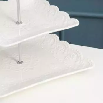 УЦЕНКА Блюдо 3-х ярусное Доляна «Сьюзен», d=14,5/20/24,5 см, цвет белый