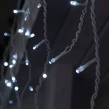 УЦЕНКА Гирлянда "Бахрома" 3 х 0.6 м , IP44, УМС, белая нить, 160 LED, свечение белое, 220 В