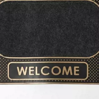 УЦЕНКА Коврик придверный Доляна Welcome, 68,5×41,5 см, овальный, цвет МИКС