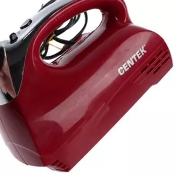 УЦЕНКА Миксер Centek CT-1118, ручной, 350 Вт, 5 скоростей, 4 насадки, красный