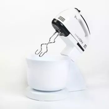 УЦЕНКА Миксер LuazON LMR-04, ручной, 180 Вт, 7 скоростей, 4 насадки, бело-чёрный