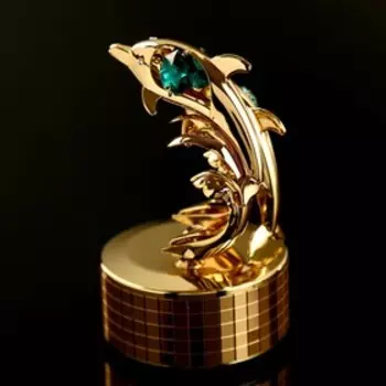 УЦЕНКА Музыкальный сувенир с кристаллами "Дельфины" 11,2х8,4 см