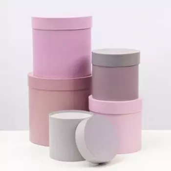 УЦЕНКА Набор коробок круглых коробок 5 в 1 "Pink", 13 х 13,5 -19.5 х 23 см