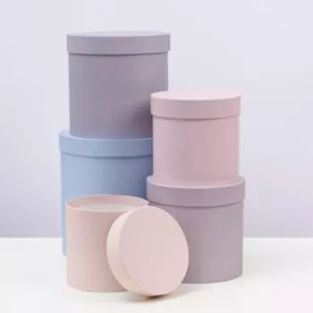 УЦЕНКА Набор круглых коробок 5 в 1 "Кварц" 23 х 23 х 25 - 15 х 15 х 15 см