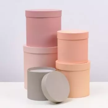 УЦЕНКА Набор круглых коробок 5 в 1 "Рассвет" 23 х 23 х 25 - 15 х 15 х 15 см