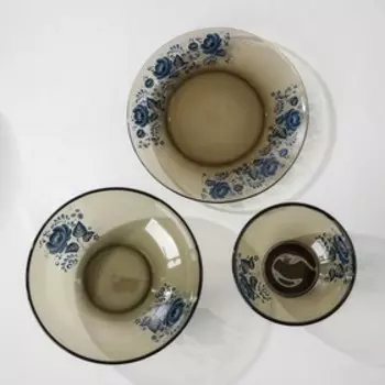 УЦЕНКА Набор столовый Ca del vetro «Русский узор. Синий», 22 предмета