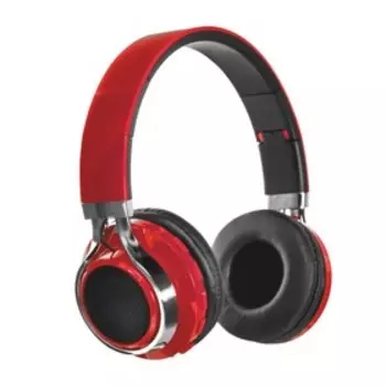 УЦЕНКА Наушники LuazON, Bluetooth 4.2, 250 мАч, LED, FM, microSD, красные