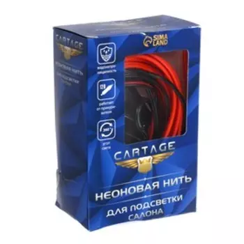 УЦЕНКА Неоновая нить Cartage для подсветки салона, адаптер питания 12 В, 5 м, красный