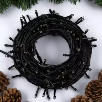 Гирлянда «Нить» 20 м, IP20, тёмная нить, 200 LED, свечение тёплое белое, 8 режимов, 220 В, УЦЕНКА