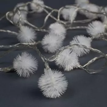 УЦЕНКА НИТЬ, 5 м, с насад. “Ежики Белые”, Н.С. LED-30-220V, 8 режимов, БЕЛЫЙ