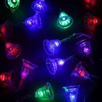 УЦЕНКА НИТЬ, 5 м, с насад. “Колокольчики”, Н.С. LED-20-220V, моргает, МУЛЬТИ