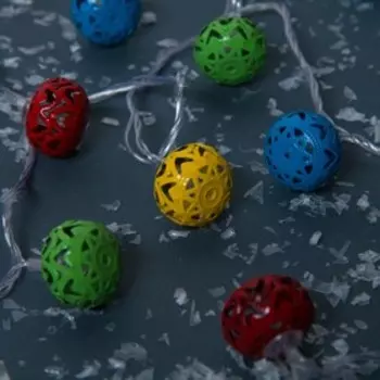 УЦЕНКА НИТЬ, 5 м, с насад.“Шарик орнамент 2.5 см”, Н.С. LED-20-220V, контр.8 режимов, МУЛЬТИ