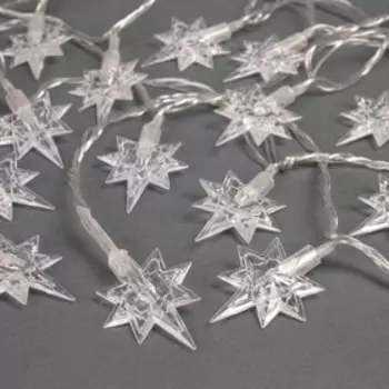 Гирлянда «Нить» 5 м с насадками «Звёзды», IP20, прозрачная нить, 20 LED, свечение мульти (RG/RB), мигание, 220 В, УЦЕНКА