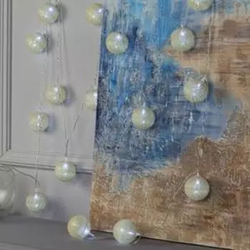 УЦЕНКА НИТЬ DCR. 5 м, с насад. "Клубки ЗОЛОТИСТЫЕ" 6 см, IP20, LED-20-220V, фикс, БЕЛЫЙ