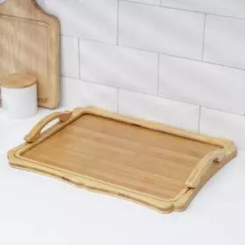 УЦЕНКА Поднос Доляна «Цветение», 39×30 см, бамбук, металл