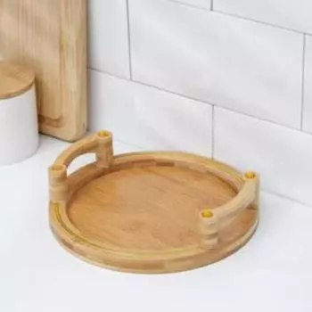 УЦЕНКА Поднос Доляна «Цветение», d=20 см, бамбук, металл