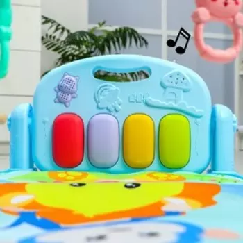 УЦЕНКА Развивающий коврик «Лев», с пианино, голубой