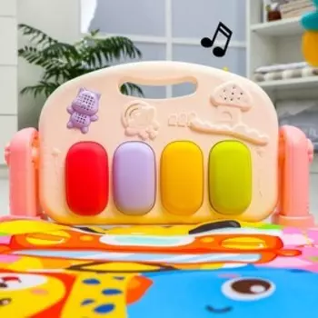 УЦЕНКА Развивающий коврик «Жирафик», с пианино, розовый