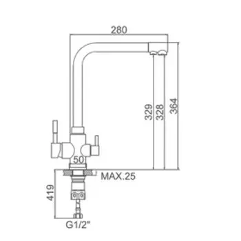 УЦЕНКА Смеситель для кухни Accoona A5179-5, с выходом для питьевой воды, нержавеющая сталь, хром