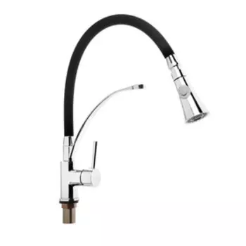 УЦЕНКА Смеситель для кухни ZEIN, гибкий излив, картридж керамика 40 мм, латунь, хром/черный