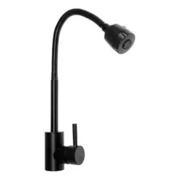 УЦЕНКА Смеситель для кухни ZEIN Z2391, гибкий излив, картридж 40 мм, нержавеющая сталь, черный