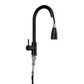 УЦЕНКА Смеситель для кухни ZEIN Z2571, нержавеющая сталь, с выдвижной лейкой, 2 режима, чёрный