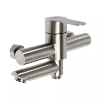 УЦЕНКА Смеситель для ванны ZEIN ZS5, короткий излив, с душевым набором, нержавеющая сталь, сатин