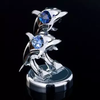 УЦЕНКА Сувенир с кристаллами "Два дельфина" 9,2х7 см