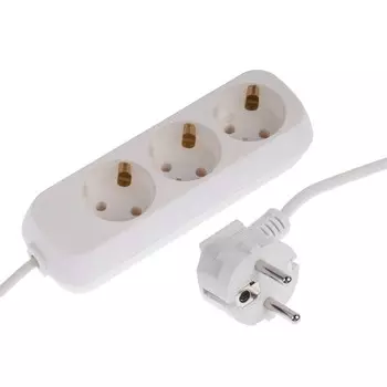 Удлинитель Luazon Lighting ECO, 3 розетки, 1.7 м, 10 А, 2200 Вт, ПВС 3х0.75 мм2, с з/к,белый