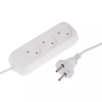 Удлинитель 3 розетки, 1.7 м, 6 А, 1300 Вт, ШВВП 2х0.5 мм2, без з/к, белый