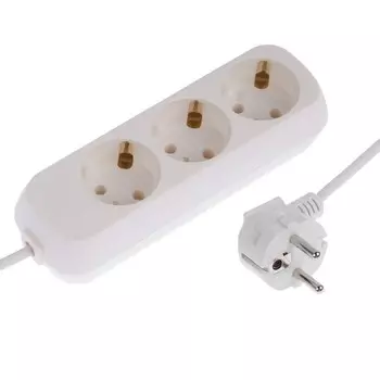 Удлинитель 3 розетки, 5 м, 10 А, 2200 Вт, ПВС 3х0.75 мм2, с з/к, белый