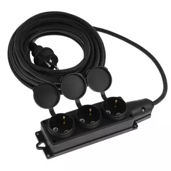 Удлинитель морозостойкий 3 розетки, 10 м, 16 А, КГ 3х1.5 мм2, с з/к, IP44