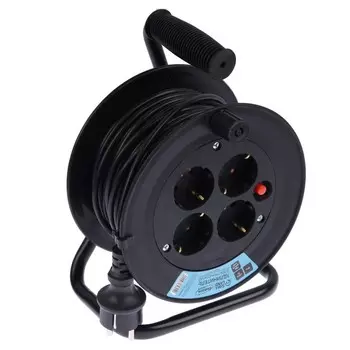 Удлинитель на катушке 4 розетки, 20 м, 10 А, ПВС 3х0.75 мм2, с з/к, IP20