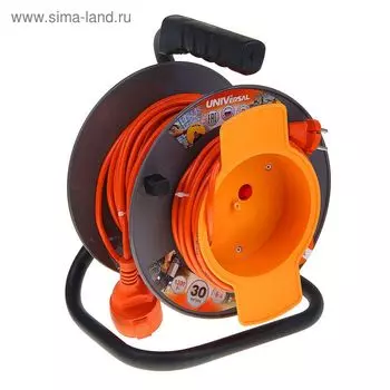 Удлинитель на катушке UNIVersal У10-028, 1х30 м, выносная розетка, ПВС 2х0.75 мм2