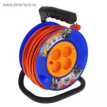 Удлинитель на катушке UNIVersal У6-014, 4 гнезда, 30 м, ПВС 2х0.75 мм2
