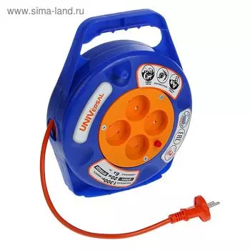 Удлинитель на катушке UNIVersal У6-015, 20м, термо, ПВС 2x0.75, 6 А, закрытый корпус