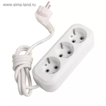 Удлинитель Smartbuy, 3 розетки, 1.5 м, 16 А, 3500 Вт, ПВС 3х1 мм2, с з/к, белый