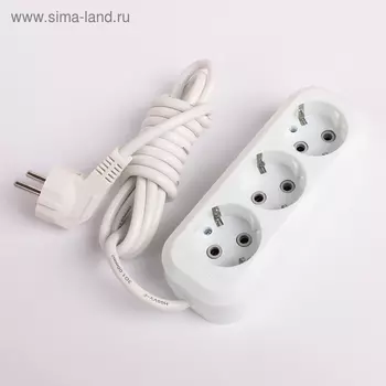 Удлинитель Smartbuy, 3 розетки, 2 м, 16 А, 3500 Вт, ПВС 3х1 мм2, с з/к, белый
