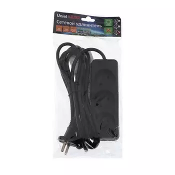 Удлинитель Uniel серии Ultra, 3м, 3 гнезда, 10 A, б/з, Черный, S-CU3-3 BLACK
