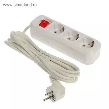 Удлинитель UNIVersal S-303, 3 розетки, 3 м, ПВС 3х1, 16 А, с з/к, с кнопкой вкл/выкл